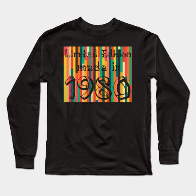 Made in 1980 Colorfull Vintage Long Sleeve T-Shirt by Johnathan Allen Wilson